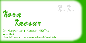 nora kacsur business card